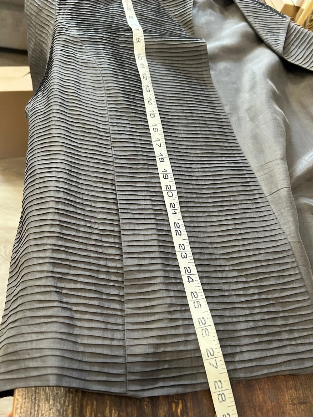 Eileen Fisher pleated silk open front silk jacket gray size 1X